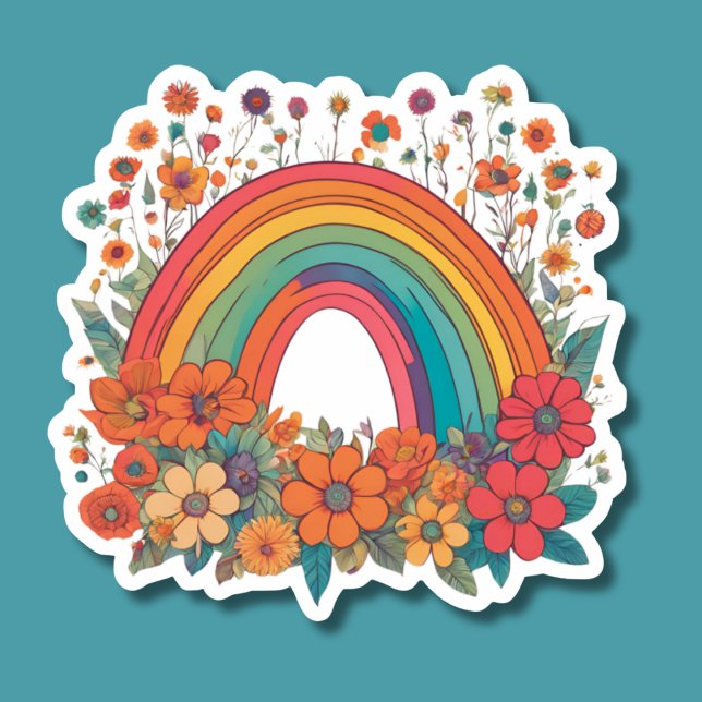 Adesivo Bohemian Floral Rainbow Monograma (Criador carregado)