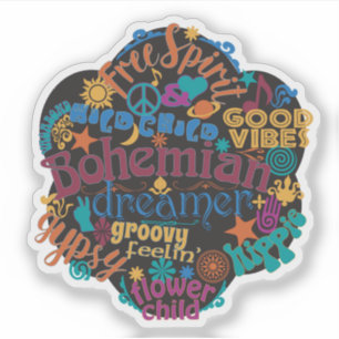 Adesivo Bohemian Good Vibes Word Cloud