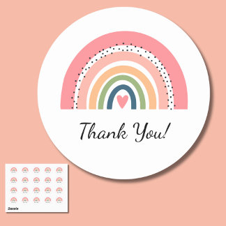 Adesivo Bohemian Pastel Rainbow com coração Obrigado