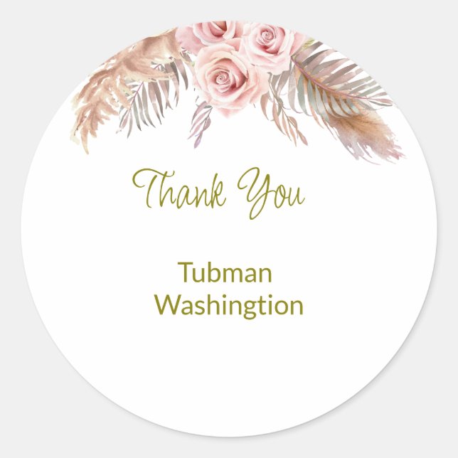 Adesivo Bohemian Wedding Favor Classic Round S (Frente)