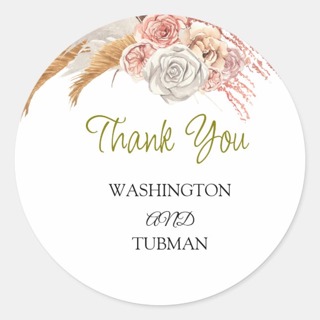 Adesivo Bohemian Wedding Favor Classic Round S (Frente)