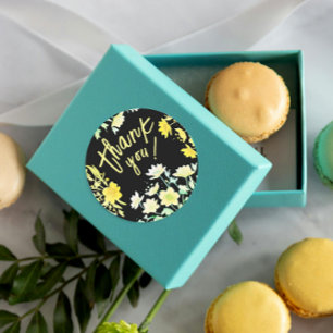 Adesivo Boho Agradecimento Verde Amarelo Preto Floral