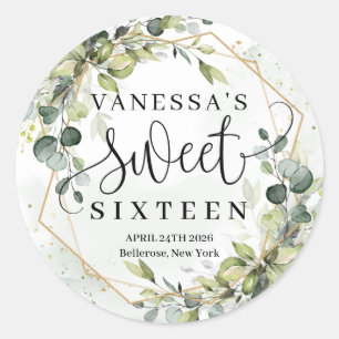 Adesivo Boho aquarela eucalipto ouro doce dezesseis