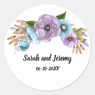 Adesivo Boho Aquarela Floral Lilás & Verde Personalize