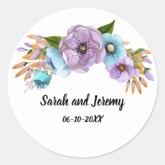 Adesivo Boho Aquarela Floral Lilás & Verde Personalize