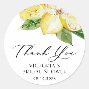 Adesivo Boho Aquarela Limão Bridal Shower Agradecimento