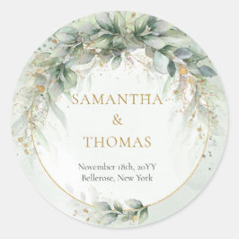 Adesivo Boho aquoso eucalipto com estrutura dourada