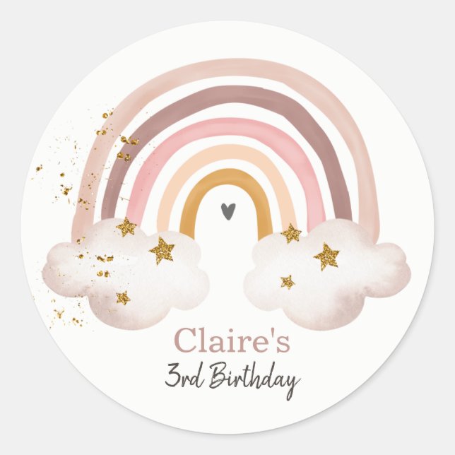 Adesivo Boho Arco-íris Aniversário Arco-íris Paste (Frente)