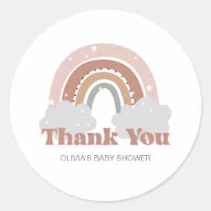Adesivo Boho Arco-íris Baby Shower Obrigado