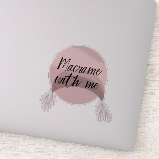 Adesivo Boho Arco-íris Macrame Letreiro Script Rosa (Detalhe)