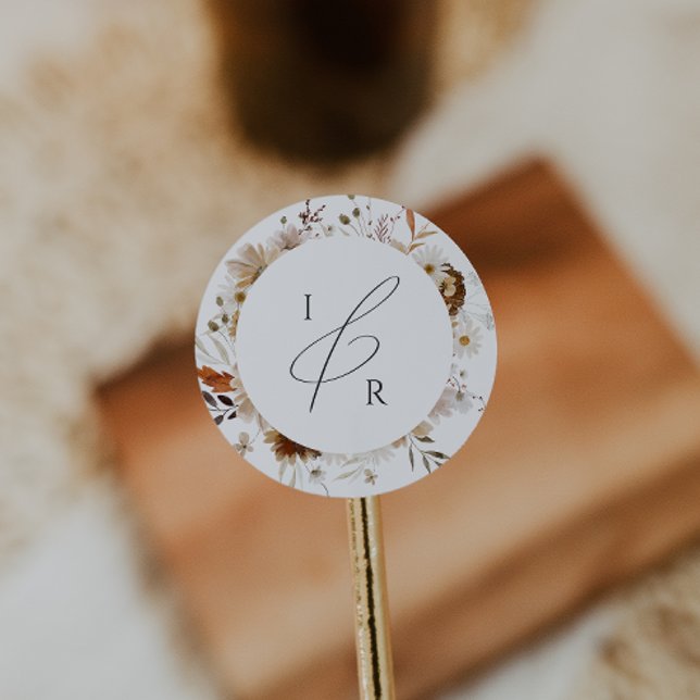 Adesivo Boho Autumn Wildflower | Monograma Envelope Selo (Criador carregado)