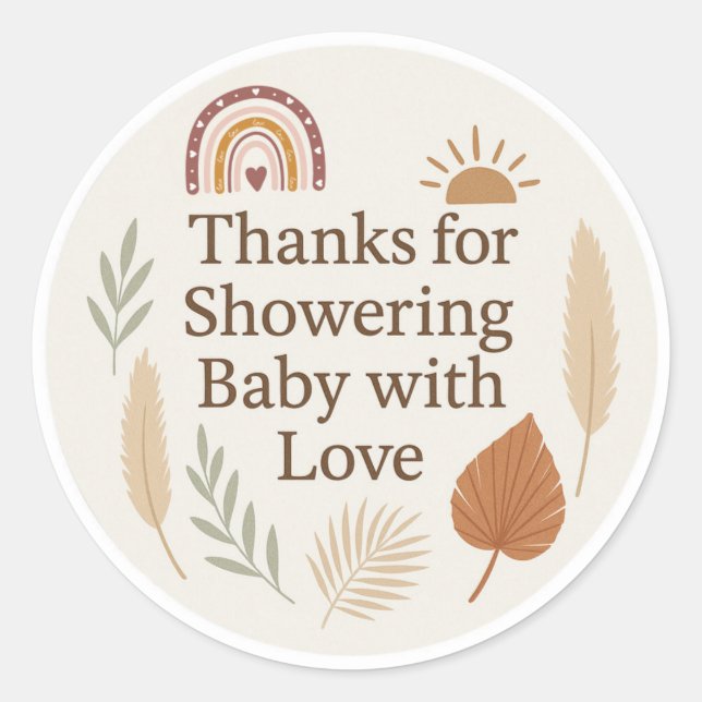Adesivo Boho Baby Shower Thank You Sticker (Frente)