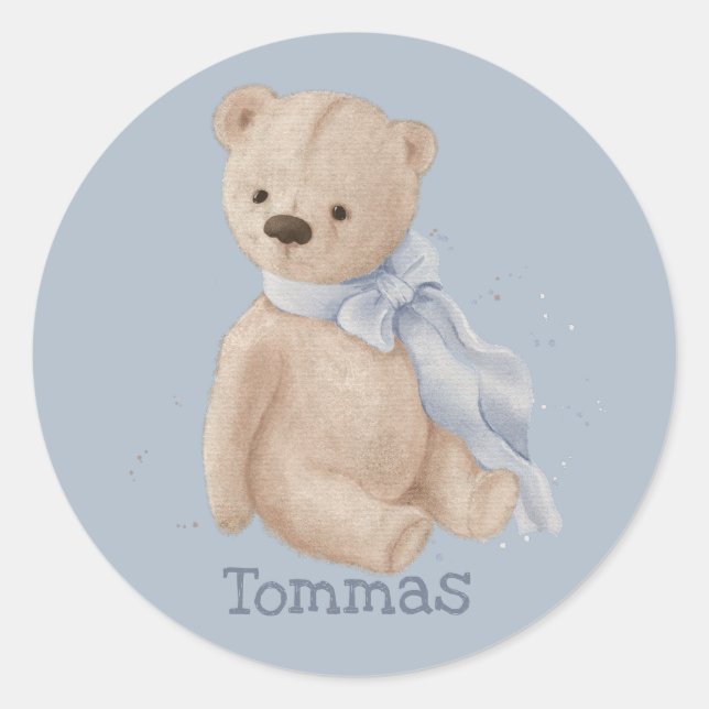 Adesivo Boho baby teddy bear Classic Round Sticker (Frente)