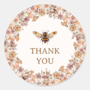 Adesivo Boho Bee Watercolor Wildflower Obrigado