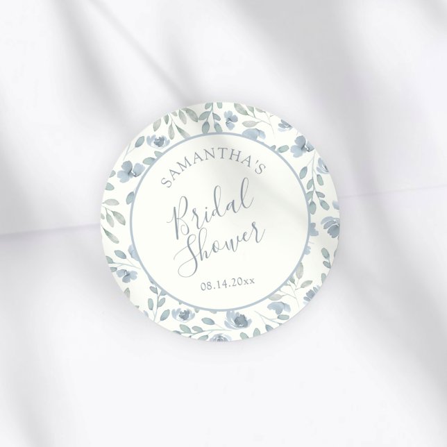 Adesivo Boho Blue & Cream Bridal Shower Favor (Criador carregado)