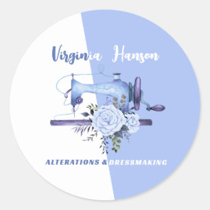 Adesivo Boho Blue Floral Seamstress Machine Tailor