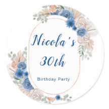 Boho Blue Pampas Grass Aniversário