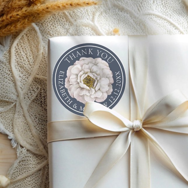 Adesivo Boho Blue & White Floral Wedding Favor (Criador carregado)