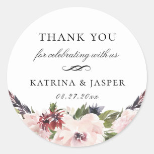 Adesivo Boho Blush Plum - Favor de Casamento Floral