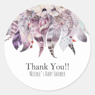 Adesivo Boho Bohemian Feather Rustic Floral Party Favor