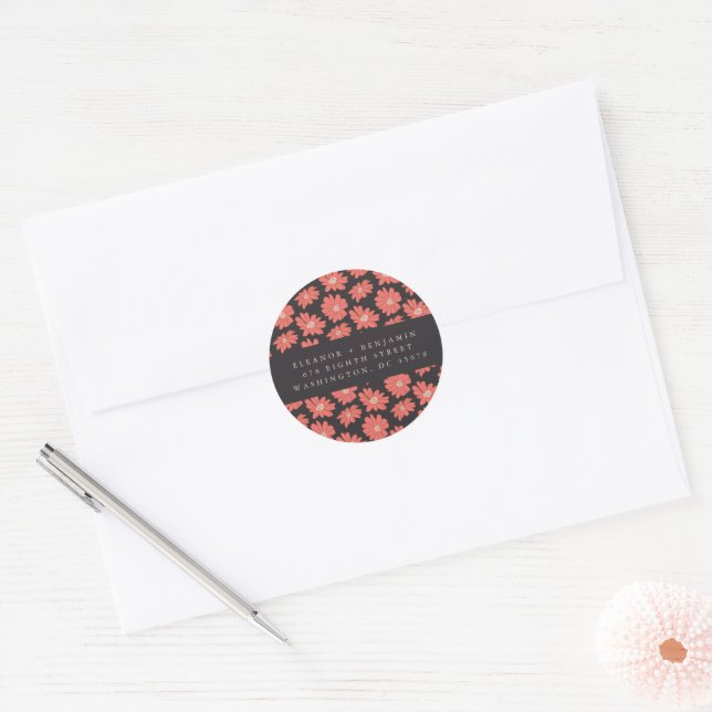 Adesivo Boho Botânico Black Red Wedding Endereço de Devolu (Envelope)