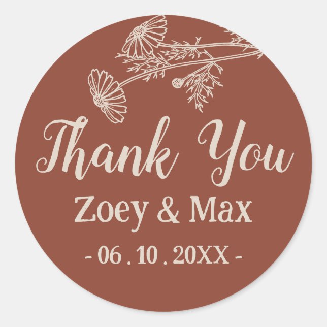 Adesivo Boho Botânico Minimalista Terracota Laranja (Frente)