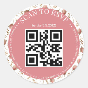 Adesivo boho botânico rsvp qr code casamento