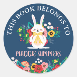 Adesivo Boho Bunny | Floral Este Livro Pertence A