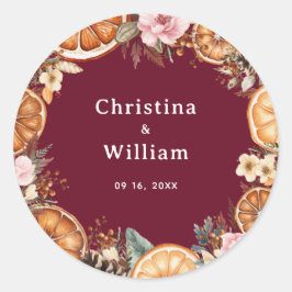 Adesivo Boho Burgundy Casamento Floral de Feriado de Inver