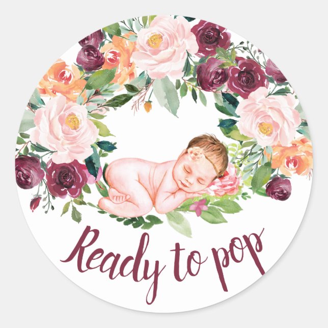 Adesivo Boho Burgundy Floral Pronto para Pop (Frente)
