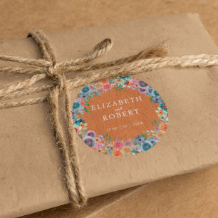 Adesivo Boho Burnt Orange Wildflower Watercolor Casamento