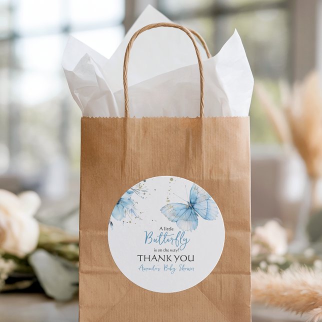 Adesivo Boho Butterfly Wildflower Floral Blue Baby Shower (Criador carregado)