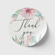 Boho Cactus Floral Casamento | Rótulo de Agradecim