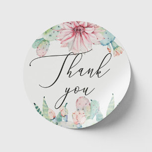 Adesivo Boho Cactus Floral Casamento Rótulo de Agradecim