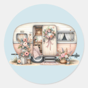Adesivo Boho Camper com Floral Wreath & Pastels Rosa