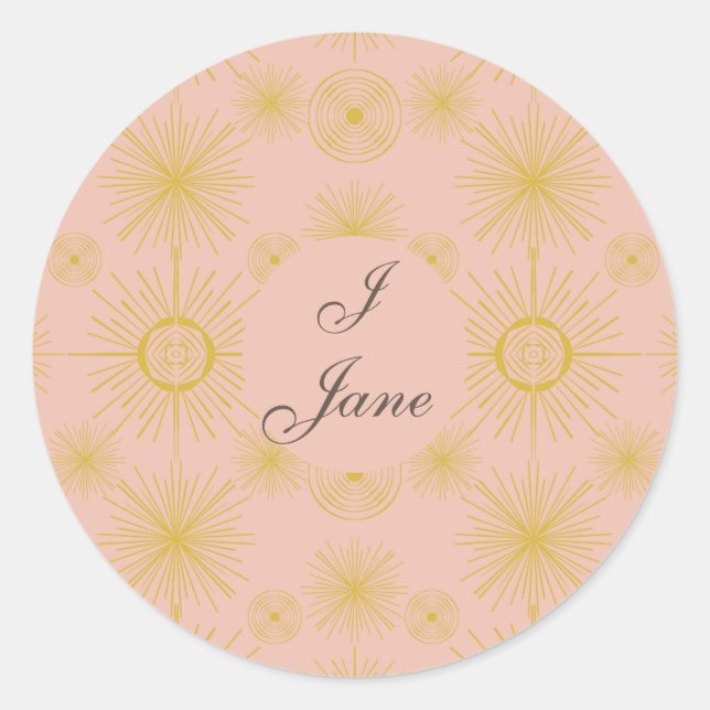 Adesivo Boho Celestial Sun Stars Personalizadas Rosa (Frente)