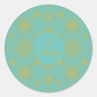 Adesivo Boho Celestial Sun Stars Turquesa Personalizada