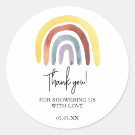 Adesivo Boho chá de fraldas arco-íris obrigado você favore