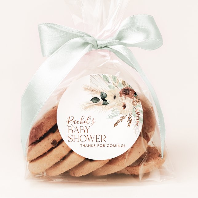 Adesivo Boho Chá de fraldas Convite Greenerescência Floral (Criador carregado)