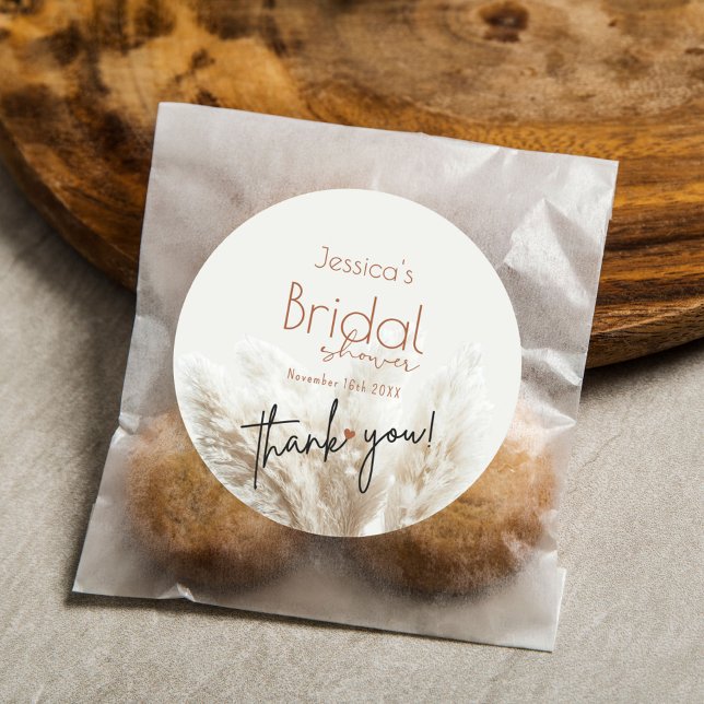 Adesivo Boho Chá de panela Neutro Fluffy Pampas Grass (Criador carregado)