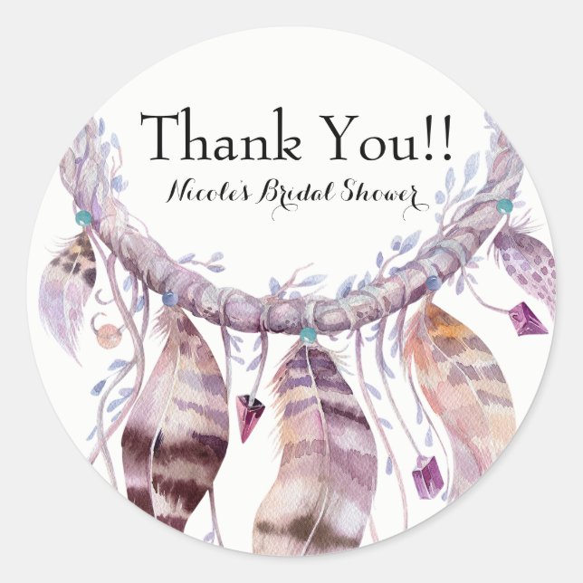 Adesivo Boho Chic Boêmio Penas Presente de Atrelado (Frente)