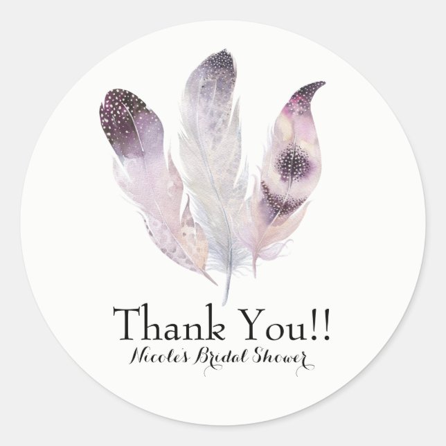 Adesivo Boho Chic Bohemian Feather Party Favor Personaliza (Frente)