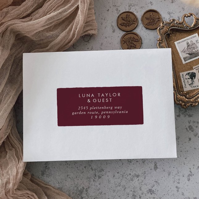 Adesivo Boho Chic Burgundy Red Guest Labels (Criador carregado)
