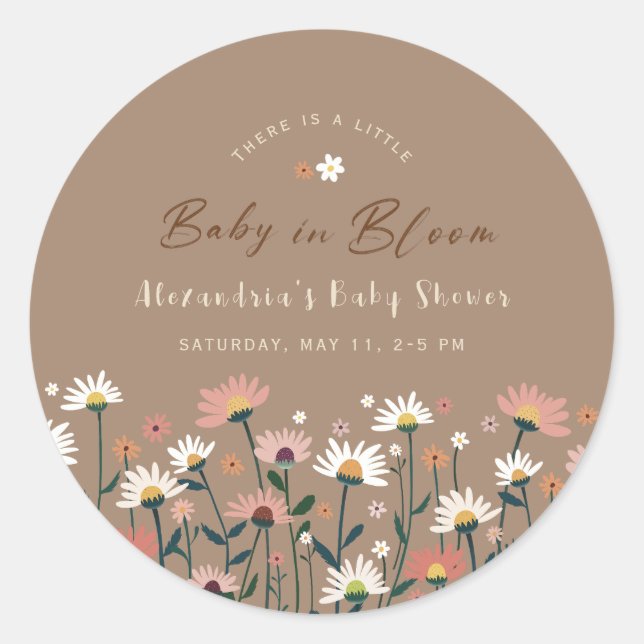 Adesivo Boho Chic Daisy Baby in Bloom Shower Sticker (Frente)
