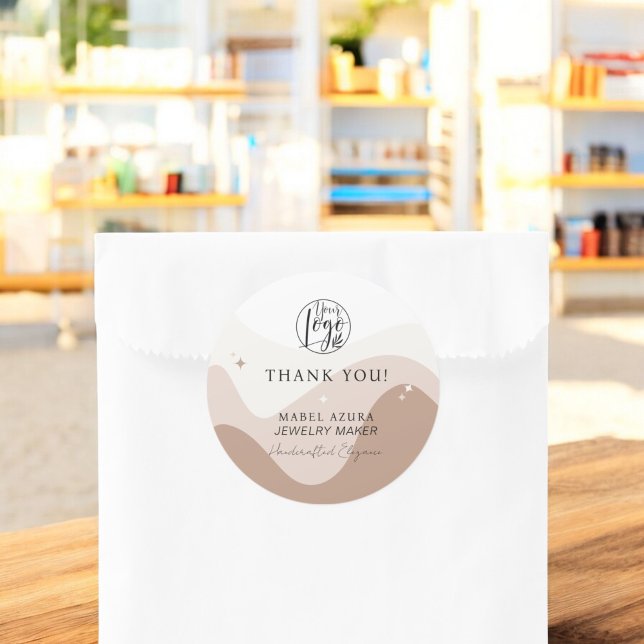 Adesivo Boho Chic Earth tone - obrigado do criador de joia (Boho chic earth tone Jewelry maker thank you Classic Round Sticker)