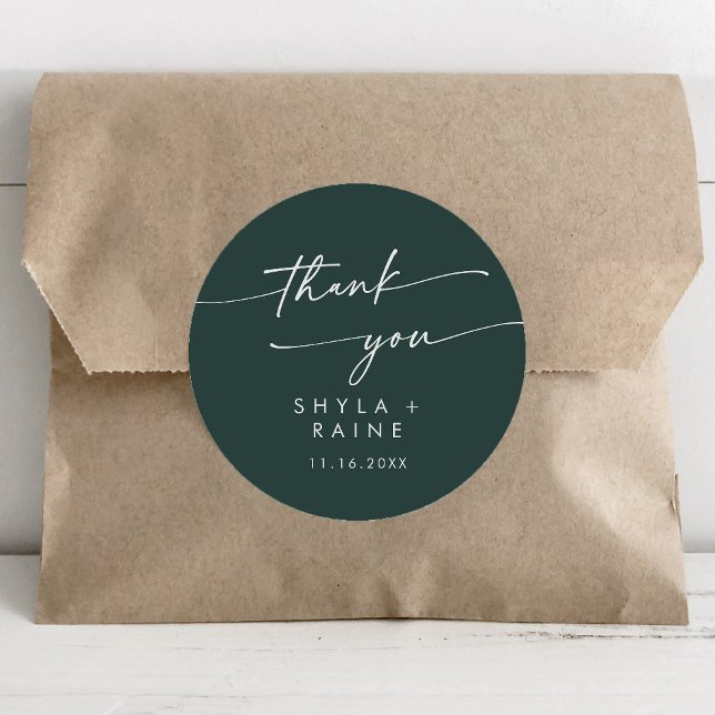 Adesivo Boho Chic Emerald Green Obrigado Favor De Casament (Criador carregado)