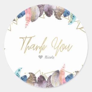 Adesivo Boho Chic Feather Rustic Glam & Dourado Partido Fa