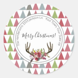 Adesivo Boho Chic Feliz Selo de Envelope de Natal