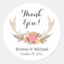 Adesivo Boho Chic Floral Deer Antler Obrigado