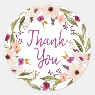 Adesivo Boho Chic Floral Wreath Obrigado Round Sticker